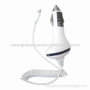 Hot selling 5V/1A Power Cord Car Charger for iPhone 5, 5C, 5S and iPad Mini